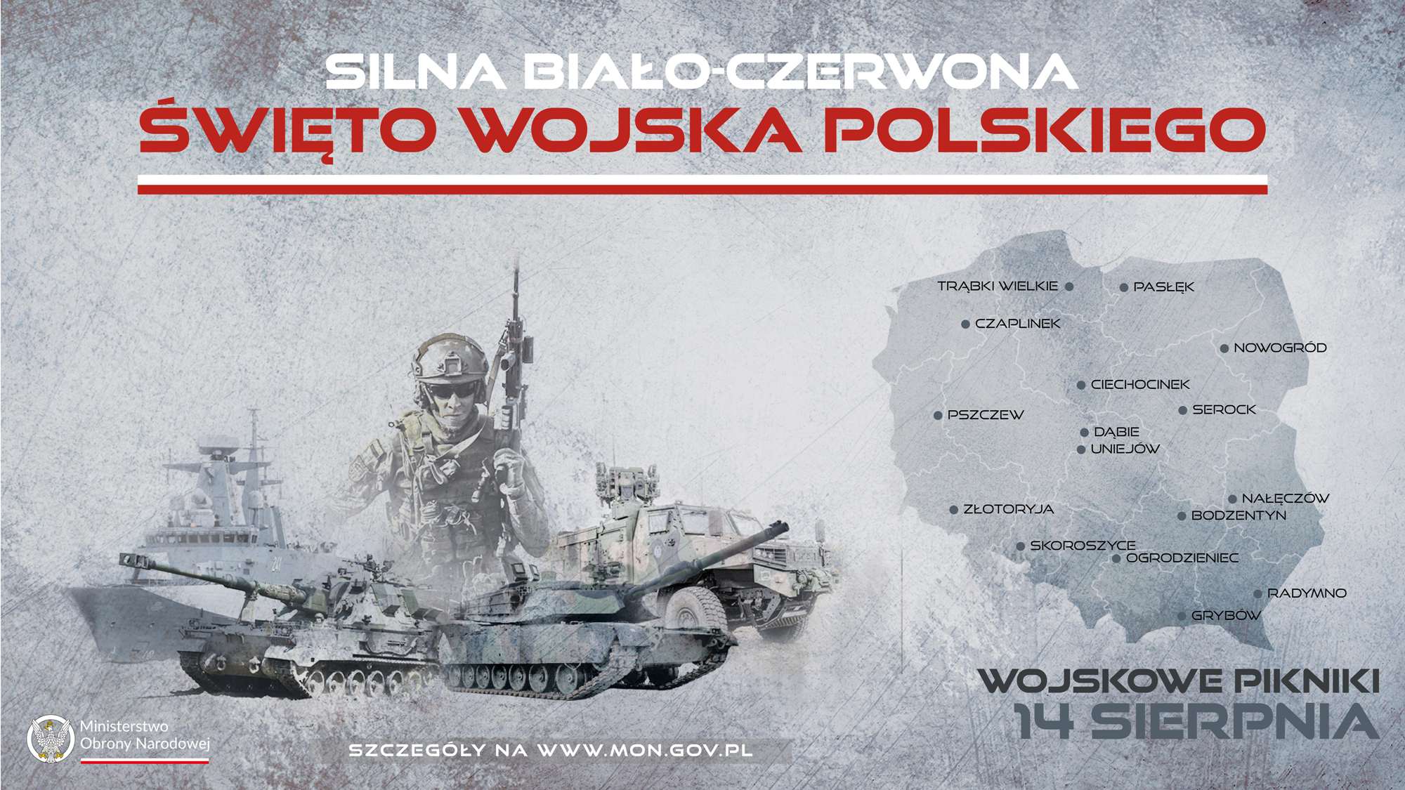 Plakat - Wojskowe pikniki 14 sierpnia 2023 r.
